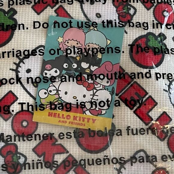 Sanrio Hello Kitty x Dumbgood Cream Red Waffle-Knit Cardigan w Strawberry & HK L - Picture 11 of 13